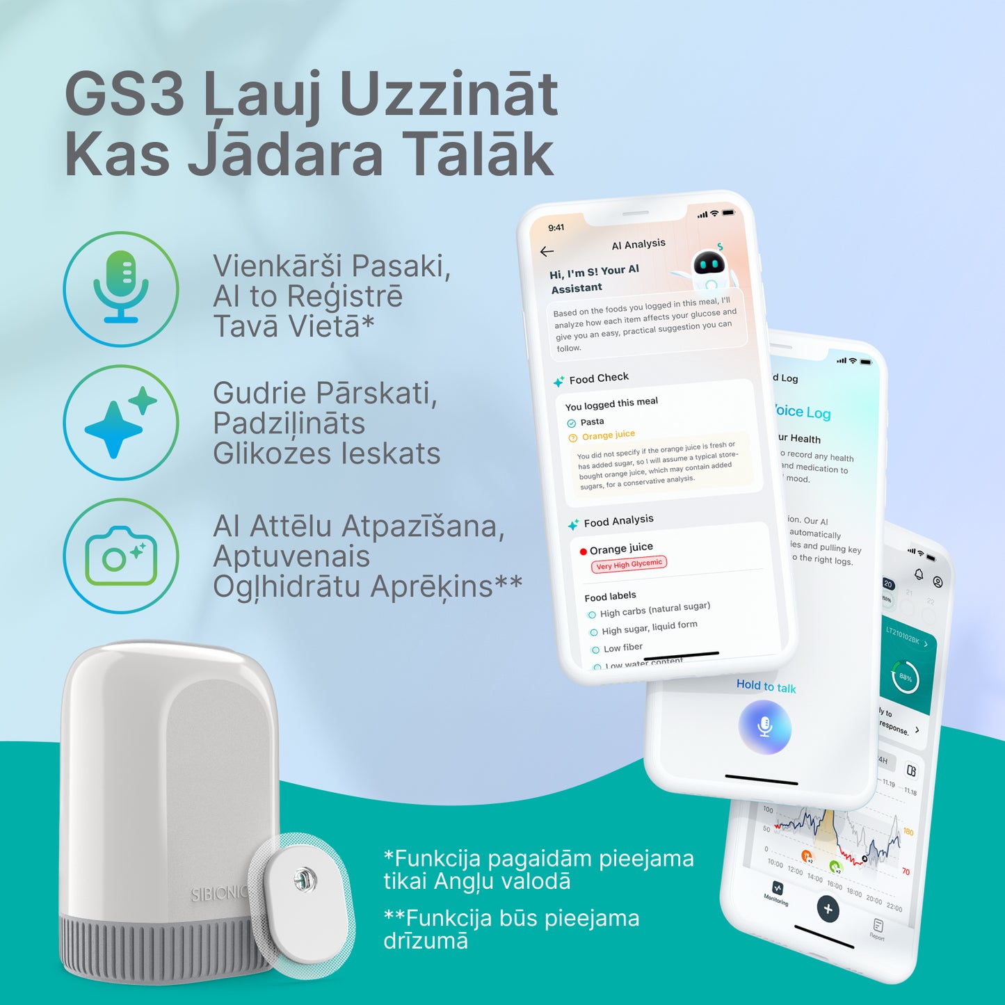 SiBionics GS3 nepārtrauktās glikozes monitorēšanas (CGM) sistēma